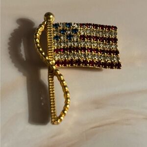 Vintage Rafaelian American Flag Brooch 1-7/8”